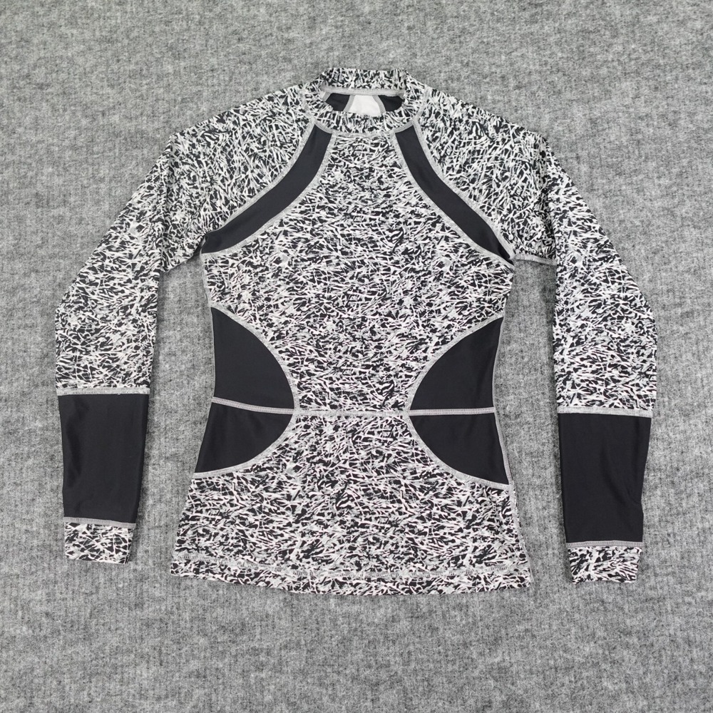 Lululemon Suns Out Rash‎ Guard Top Womens 2 Black White Print UPF50+ Pool W2CDIS